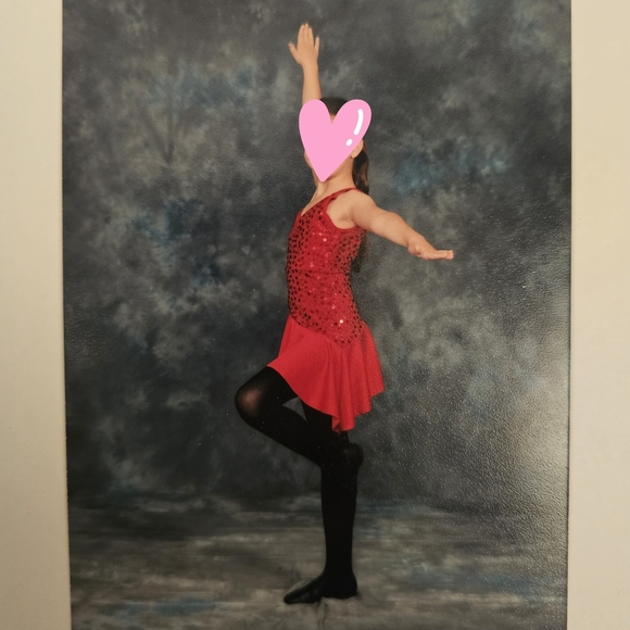 Kelle red sequined 4-way stretch shorts bodysuit jazz dance costume size MC - Picture 1 of 7